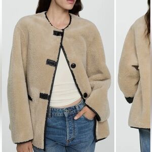 Teddy Jacket with Black Accents (Faux-Fur Coat from MANGO)